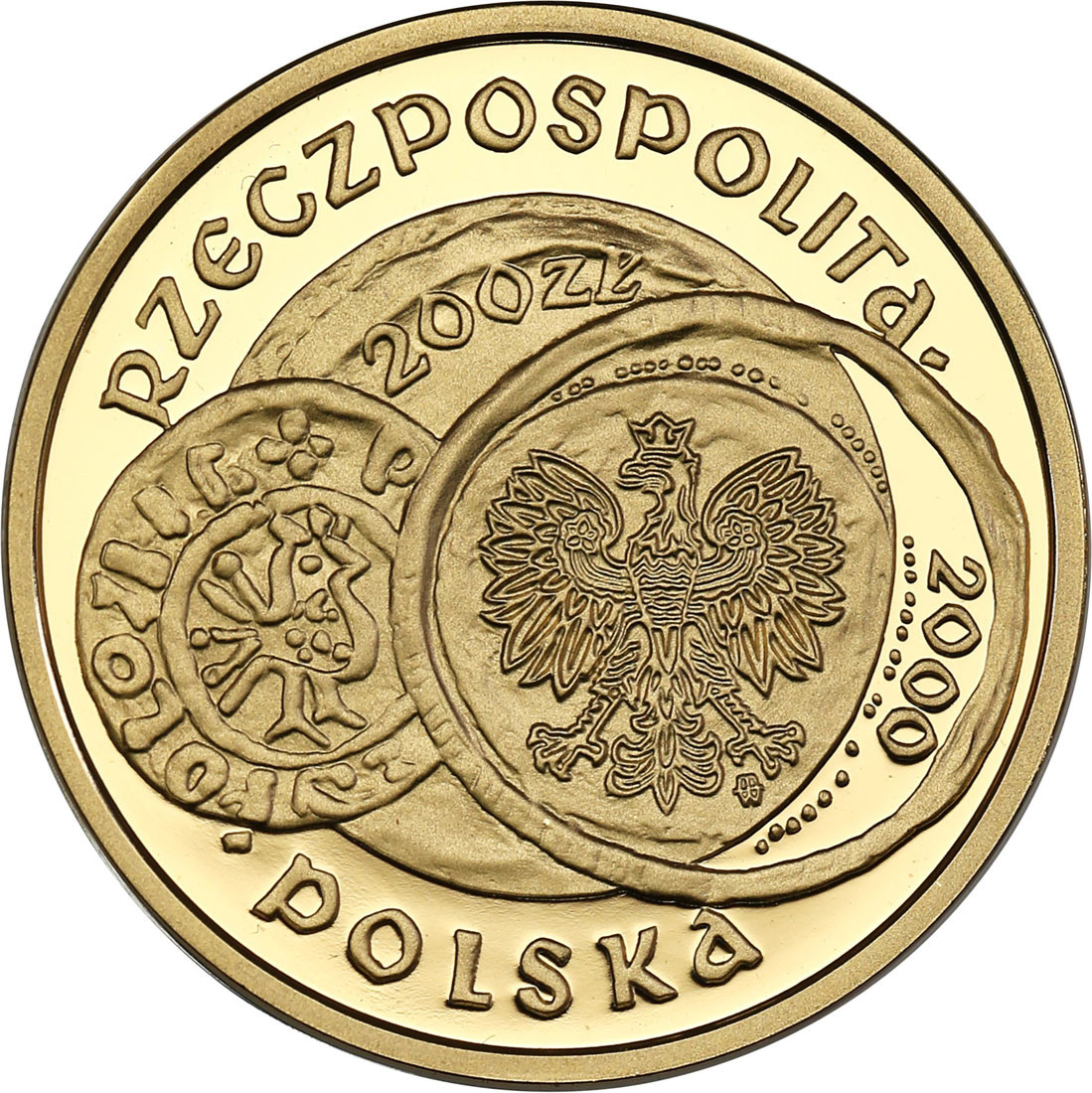 III RP. 200 złotych 2000 Zjazd w Gnieźnie - duże Gniezno RZADKIE